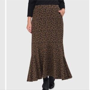 Alembika Chiu Contemporary Lagenlook Animal Print Cheetah Maxi Skirt 5 14-16 B29